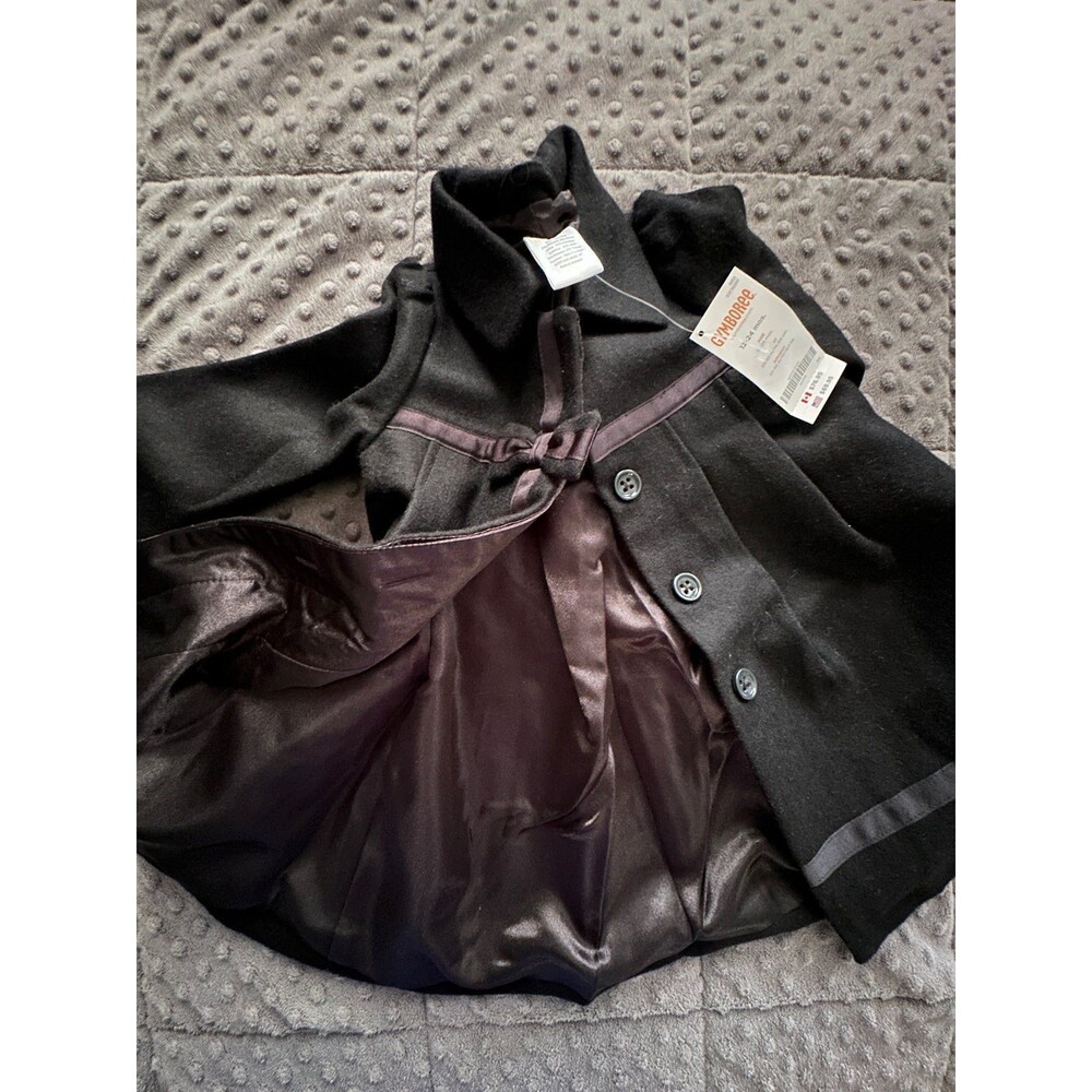 NEW 12-18-24 Months Gymboree Vintage Wool Peacoat Audrey Hepburn Black Jacket - Picture 5 of 9